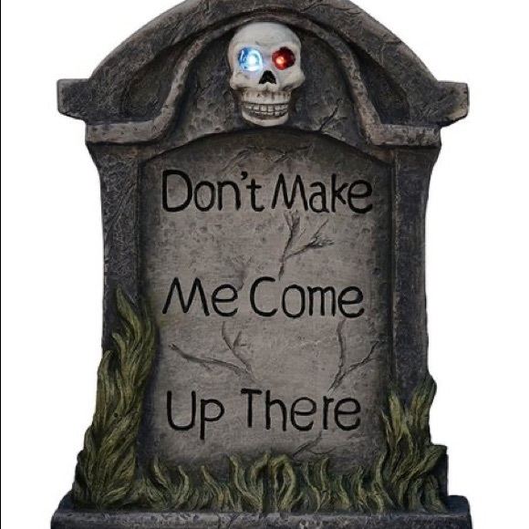 ‘Don't Make Me Come Up There' Light Up Gravestone - Picture 2 of 2